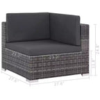 vidaXL 12 Piece Patio Lounge Set with Cushions Poly Rattan Gray