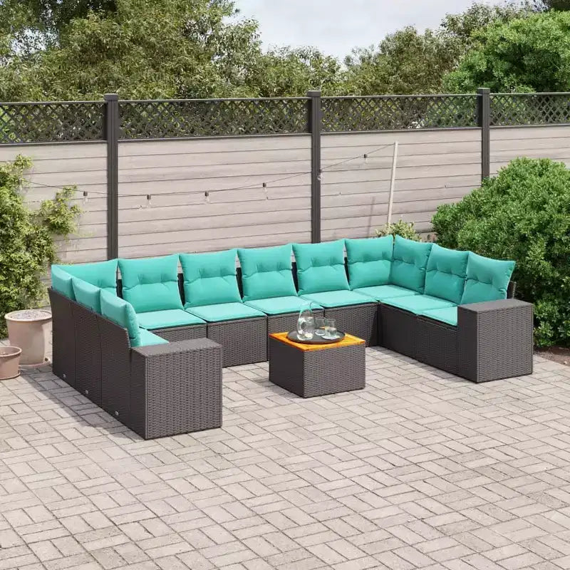 vidaXL 11 Piece Garden Sofa Set with Cushions Poly Rattan
