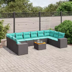 vidaXL 11 Piece Garden Sofa Set with Cushions Poly Rattan