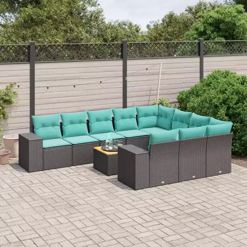 vidaXL 11 Piece Garden Sofa Set with Cushions Poly Rattan