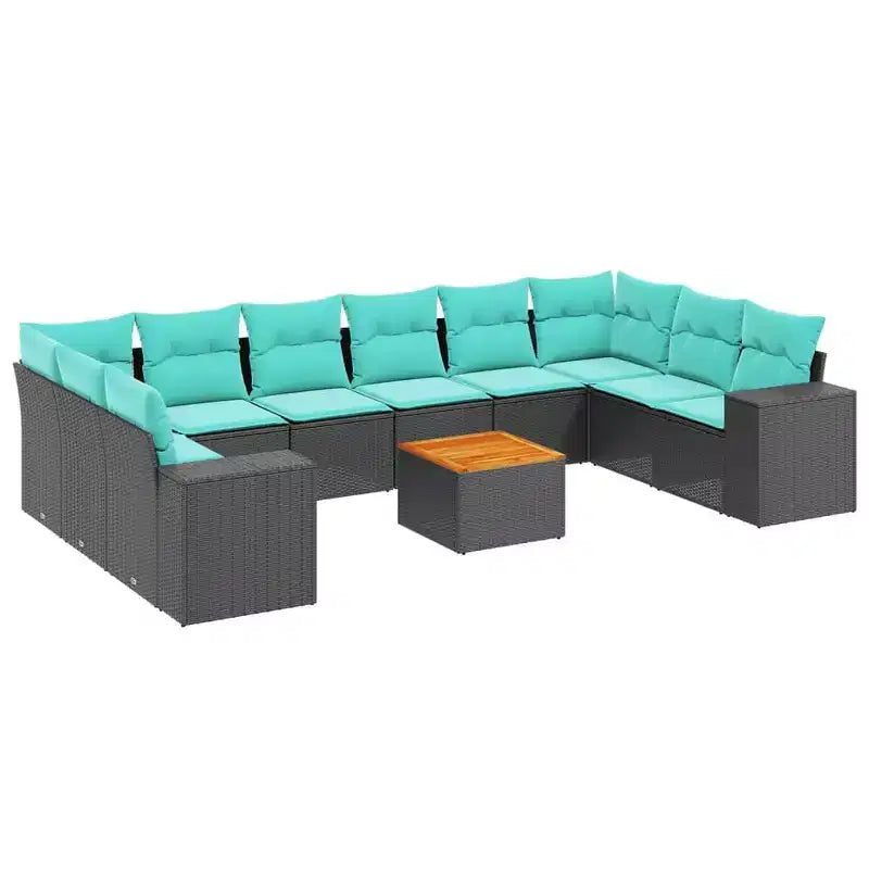 vidaXL 11 Piece Garden Sofa Set with Cushions Poly Rattan