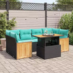 vidaXL Salon de jardin 7 pcs avec coussins résine tressée, canapé d'angle modulable, table ajustable