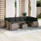 vidaXL 10 Piece Patio Sofa Set with Cushions Gray Poly Rattan
