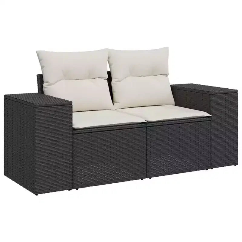 vidaXL 8 Piece Patio Sofa Set with Cushions Black Poly Rattan