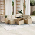 vidaXL 8 Piece Patio Sofa Set with Cushions Black Poly Rattan