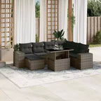 vidaXL 8 Piece Patio Sofa Set with Cushions Black Poly Rattan