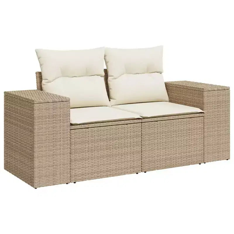 vidaXL 8 Piece Patio Sofa Set with Cushions Black Poly Rattan