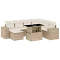 vidaXL 8 Piece Patio Sofa Set with Cushions Black Poly Rattan