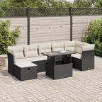 vidaXL 8 Piece Patio Sofa Set with Cushions, Poly Rattan Outdoor Sectional, Modular Design, Adjustable Table