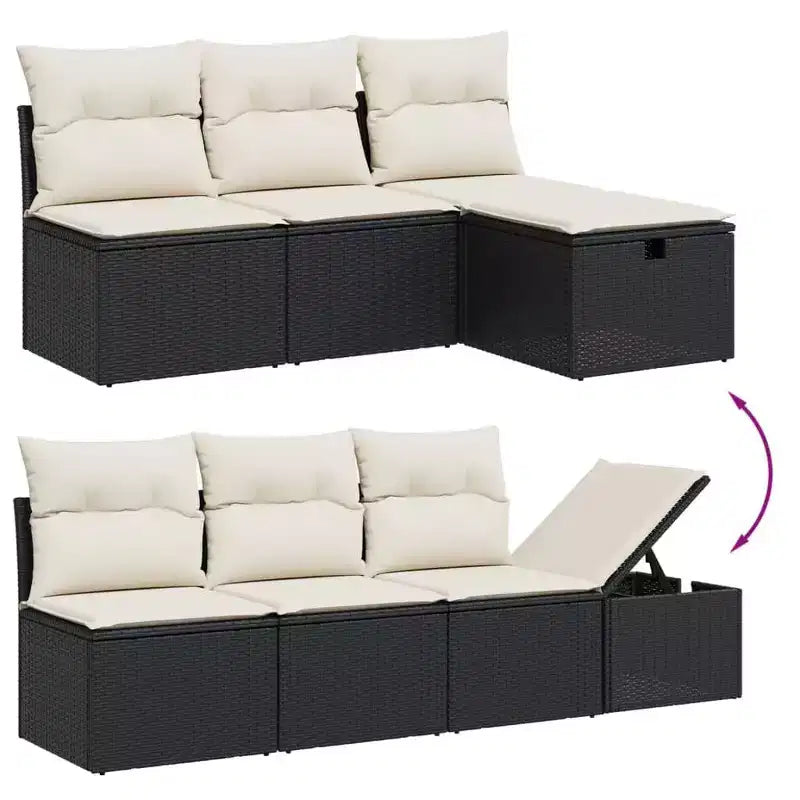 vidaXL 8 Piece Patio Sofa Set with Cushions, Poly Rattan Outdoor Sectional, Modular Design, Adjustable Table