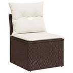 vidaXL 8 Piece Patio Sofa Set with Cushions, Poly Rattan Outdoor Sectional, Modular Design, Adjustable Table