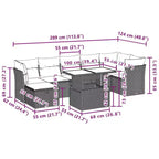vidaXL 8 Piece Patio Sofa Set with Cushions, Poly Rattan Outdoor Sectional, Modular Design, Adjustable Table