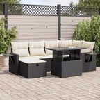 vidaXL 7 Piece Patio Sofa Set with Cushions Poly Rattan, Modular Outdoor Sectional - Multiple Colors/Models