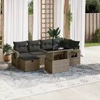 vidaXL 7 Piece Patio Sofa Set with Cushions Poly Rattan, Modular Outdoor Sectional - Multiple Colors/Models
