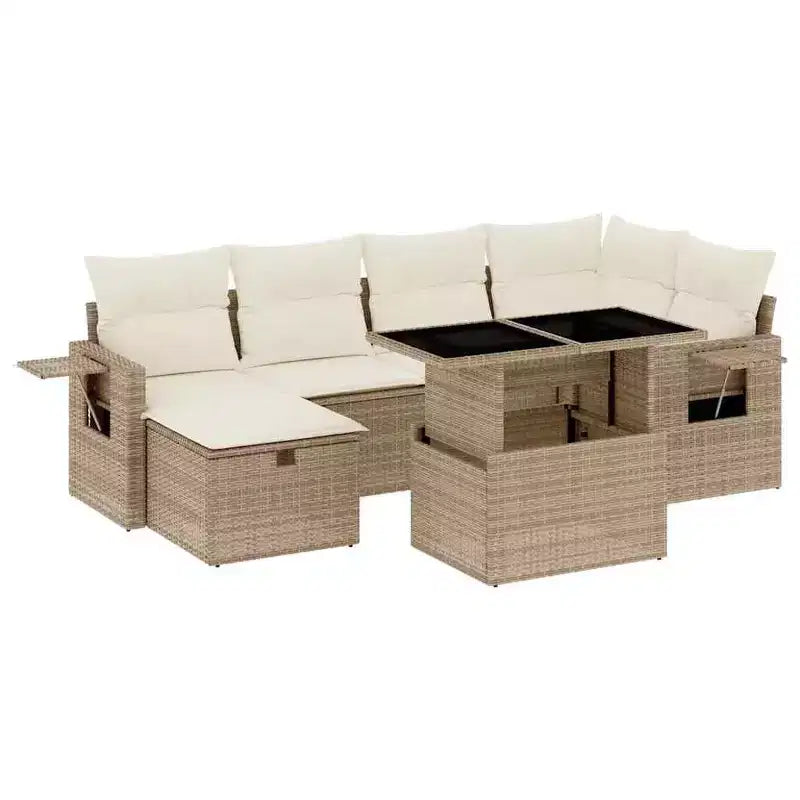 vidaXL 7 Piece Patio Sofa Set with Cushions Poly Rattan, Modular Outdoor Sectional - Multiple Colors/Models