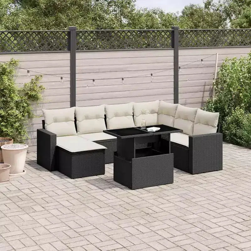 vidaXL 8 Piece Patio Sofa Set with Cushions Poly Rattan