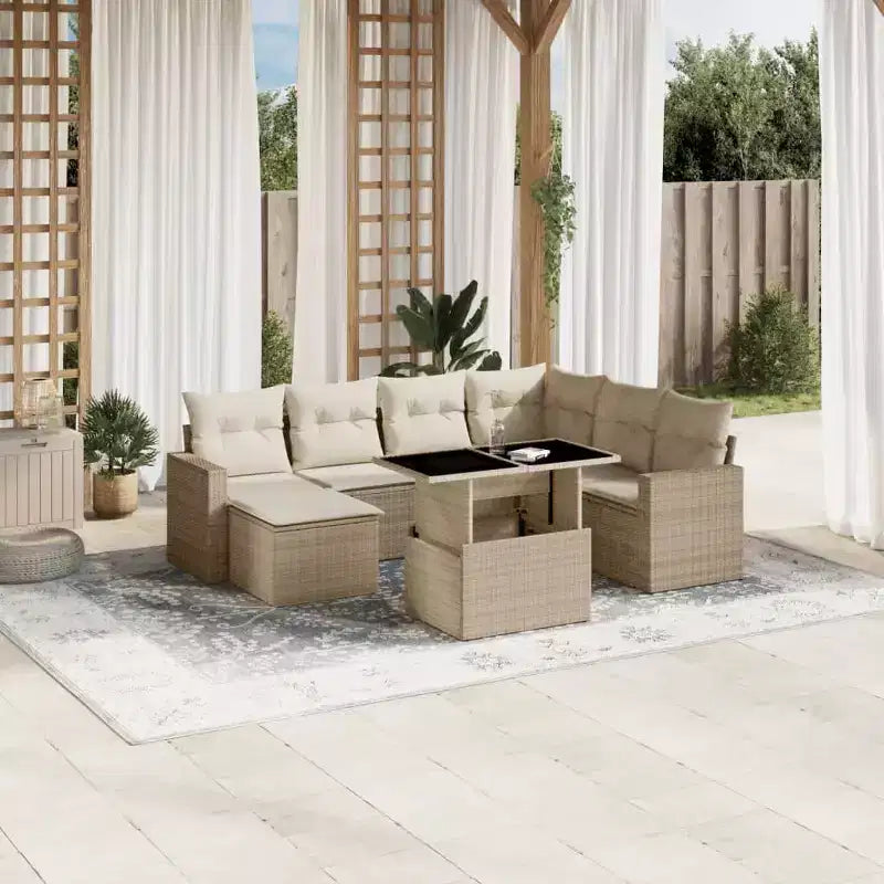 vidaXL 8 Piece Patio Sofa Set with Cushions Poly Rattan