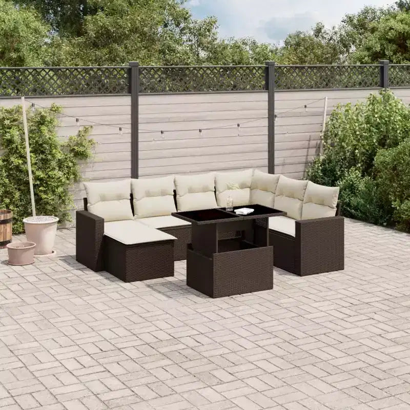 vidaXL 8 Piece Patio Sofa Set with Cushions Poly Rattan