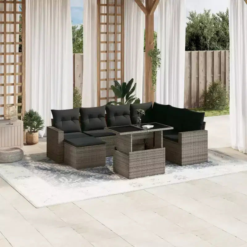 vidaXL 8 Piece Patio Sofa Set with Cushions Poly Rattan