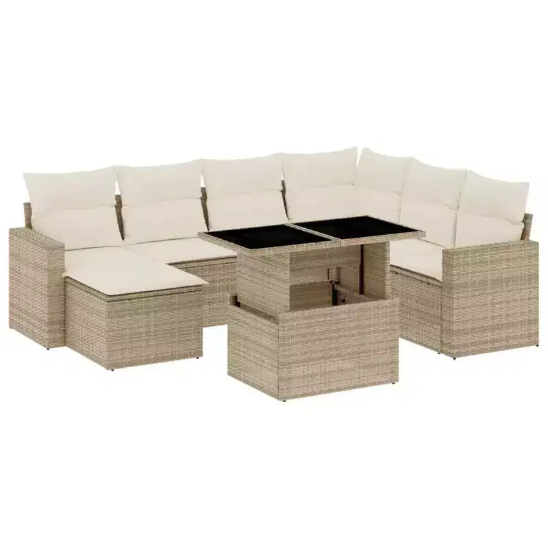 vidaXL 8 Piece Patio Sofa Set with Cushions Poly Rattan