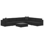 vidaXL 7 Piece Patio Lounge Set with Cushions Poly Rattan Black