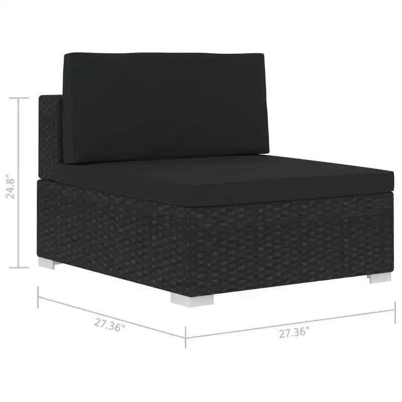 vidaXL 7 Piece Patio Lounge Set with Cushions Poly Rattan Black