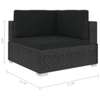 vidaXL 7 Piece Patio Lounge Set with Cushions Poly Rattan Black