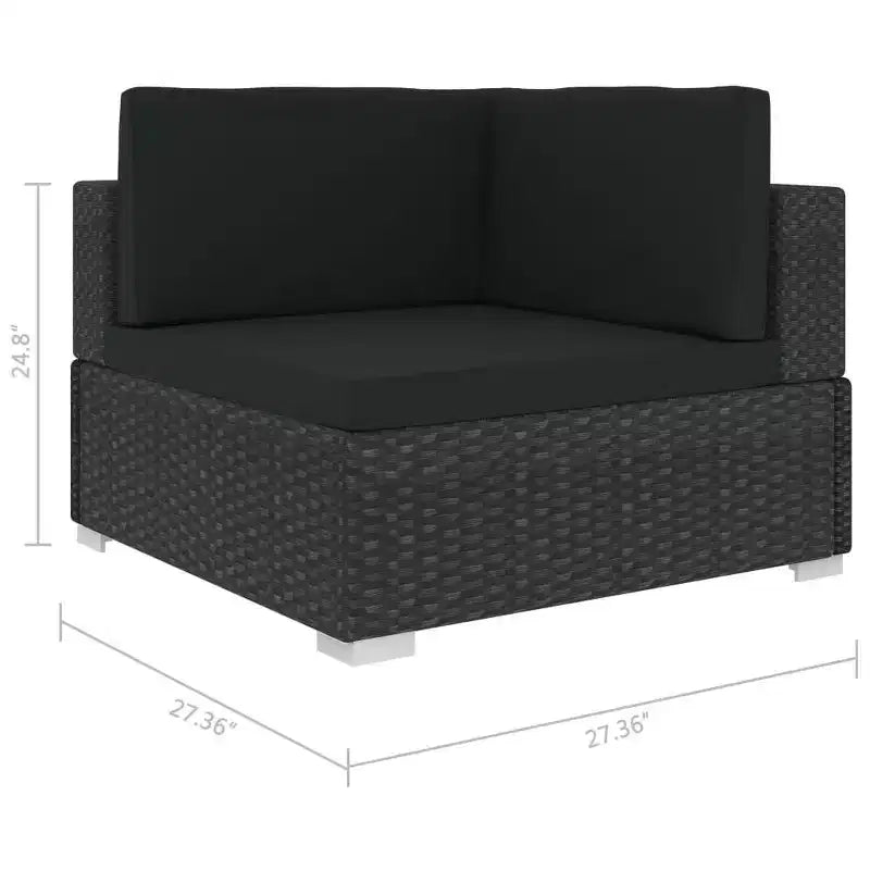 vidaXL 7 Piece Patio Lounge Set with Cushions Poly Rattan Black
