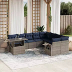 vidaXL Salon de jardin avec coussins et table, 10 pièces en rotin synthétique