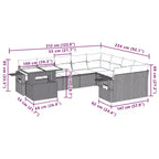 vidaXL Salon de jardin avec coussins et table, 10 pièces en rotin synthétique