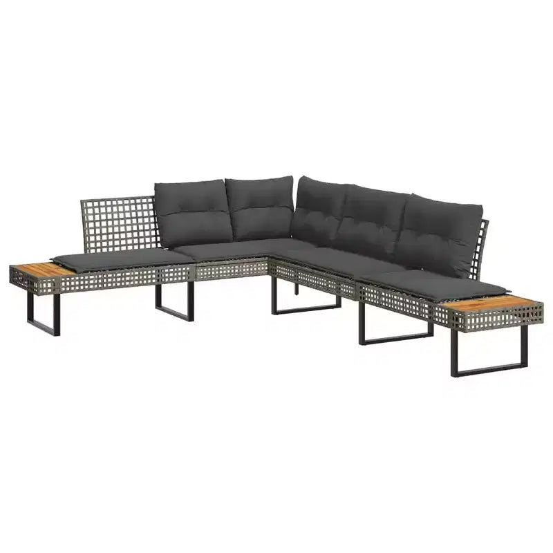 vidaXL Ensemble canapé de jardin 2 places avec coussins en rotin synthétique et acacia