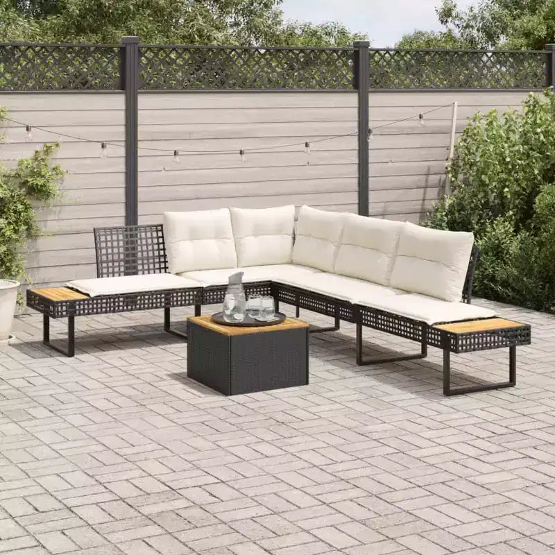 vidaXL Ensemble canapé de jardin 2 places avec coussins en rotin synthétique et acacia