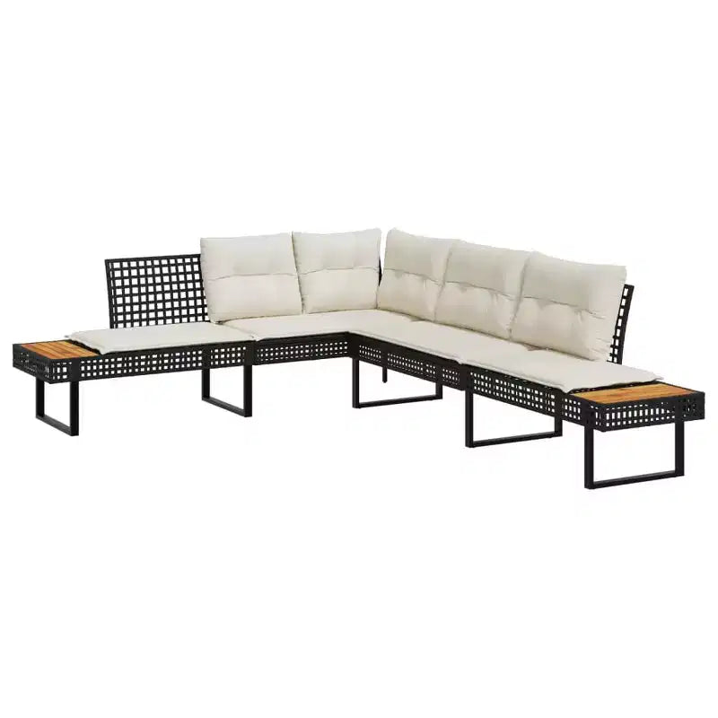 vidaXL Ensemble canapé de jardin 2 places avec coussins en rotin synthétique et acacia