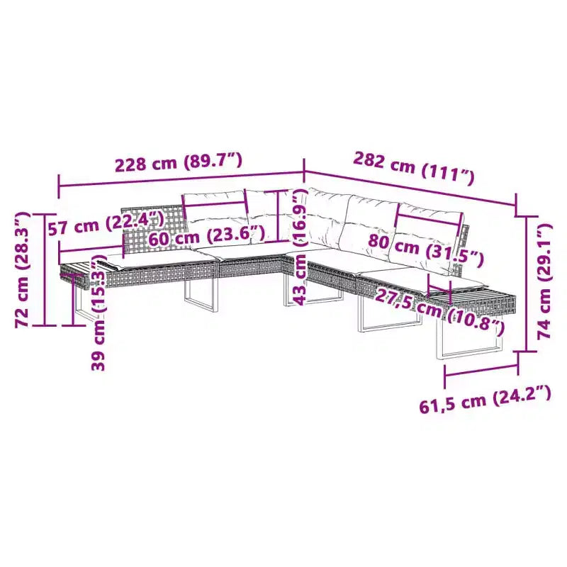 vidaXL Ensemble canapé de jardin 2 places avec coussins en rotin synthétique et acacia