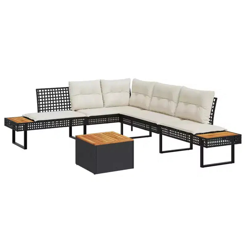 vidaXL Ensemble canapé de jardin 2 places avec coussins en rotin synthétique et acacia