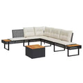 vidaXL Ensemble canapé de jardin 2 places avec coussins en rotin synthétique et acacia
