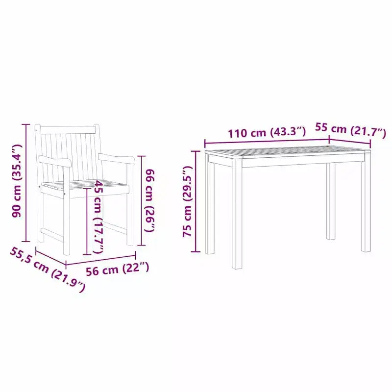 vidaXL Garden Dining Set 3 pcs Brown solid acacia wood