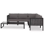 vidaXL Ensemble de salon de jardin Canapé d'angle d'extérieur en résine tressée anthracite