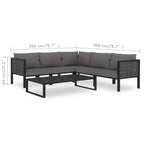 vidaXL Ensemble de salon de jardin Canapé d'angle d'extérieur en résine tressée anthracite