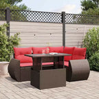 vidaXL Salon de jardin avec coussins et table d'extérieur 5 pièces en résine tressée