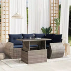 vidaXL Salon de jardin avec coussins et table d'extérieur 5 pièces en résine tressée