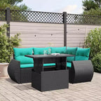 vidaXL Salon de jardin avec coussins et table d'extérieur 5 pièces en résine tressée