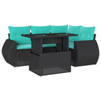 vidaXL Salon de jardin avec coussins et table d'extérieur 5 pièces en résine tressée
