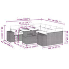 vidaXL Patio Sofa Set with Cushions Table and Couches 9 Piece Poly Rattan