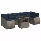 vidaXL Garden Sofa Set with Cushions Poly Rattan Acacia