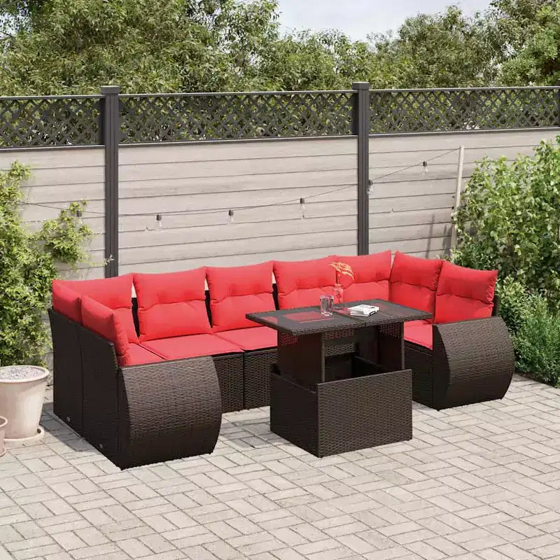 vidaXL Garden Sofa Set with Cushions Poly Rattan Acacia
