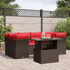 vidaXL Patio Sofa Set with Cushions Modular Outdoor Seating 7 Piece Poly Rattan