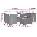 vidaXL Patio Sofa Set with Cushions Modular Outdoor Seating 7 Piece Poly Rattan
