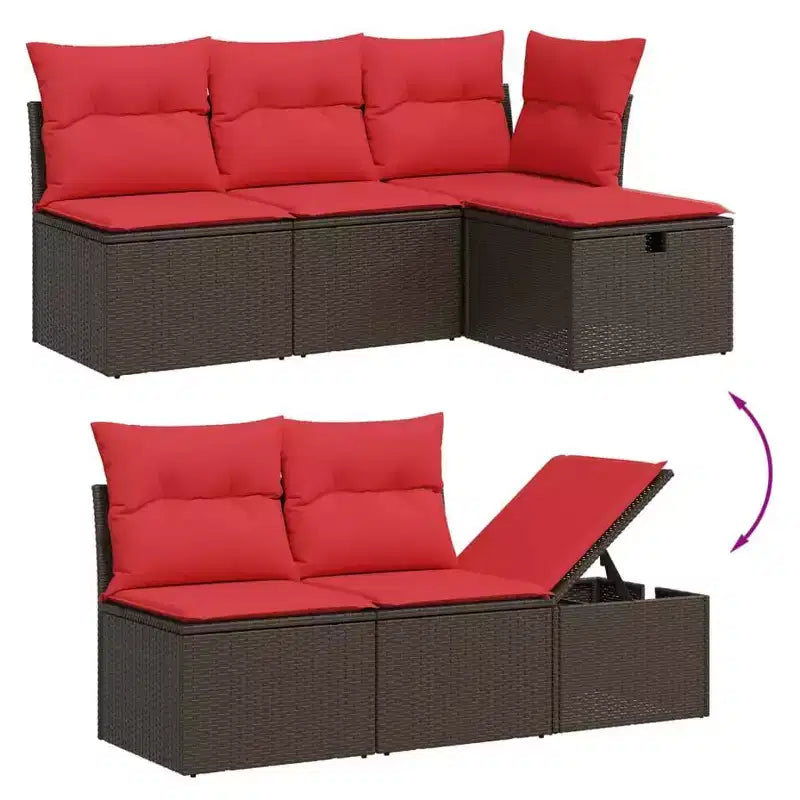 vidaXL Patio Sofa Set with Cushions Sectional Couches 6 Piece Poly Rattan