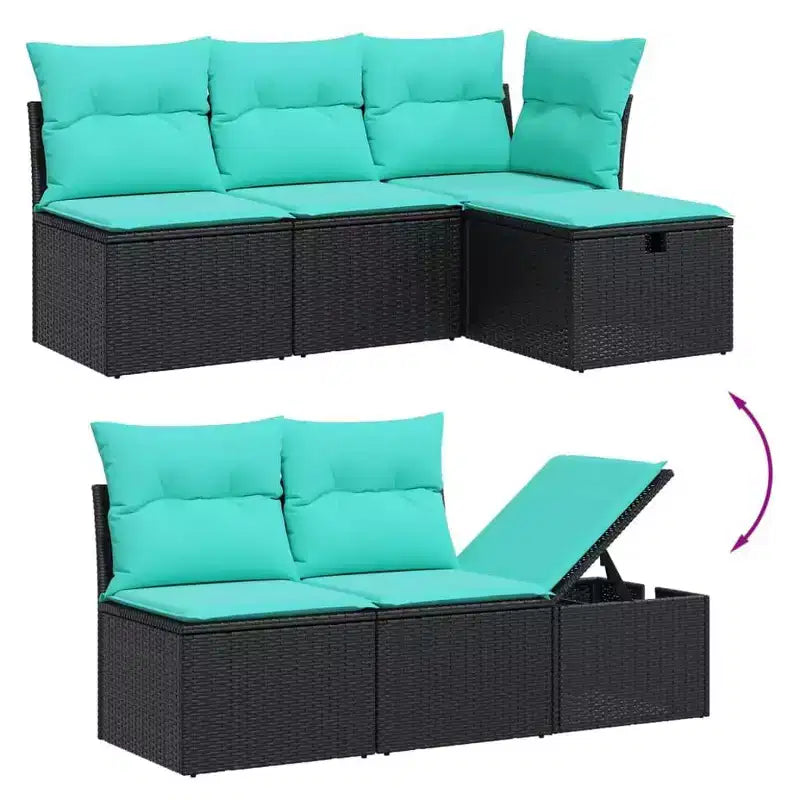 vidaXL Patio Sofa Set with Cushions Sectional Couches 6 Piece Poly Rattan